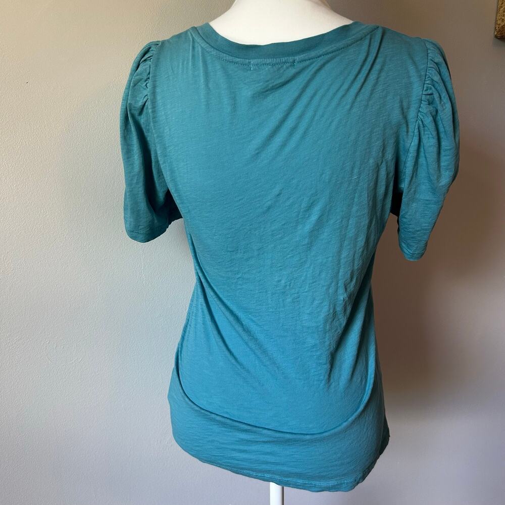 Sundry by Anthropologie Teal Fitted T-Shirt Blouse Light Size 0 - Picture 4 of 7